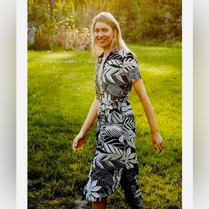 Farm Rio Adonidia Shirt Dress Anthropologie Tropical Botanical Size XS